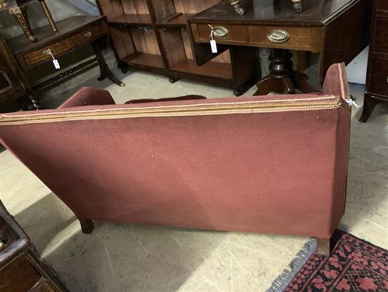 An Art Deco mahogany framed two seater settee, width 133cm depth 80cm height 77cm